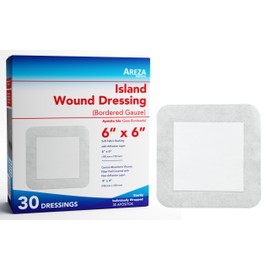 Areza Medical - Bordered Gauze Island Dressing - Wound Dressing - Latex Free - sterile - 6" x 6" - 30 per Box