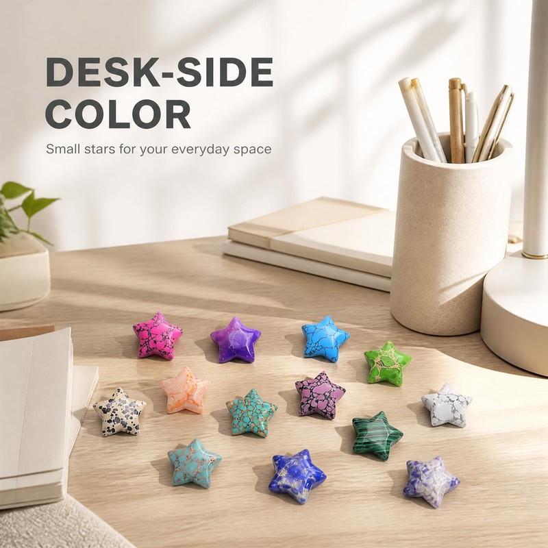 50 PCS Star Shaped Natural Crystal Stones 0.8inch for Meditation