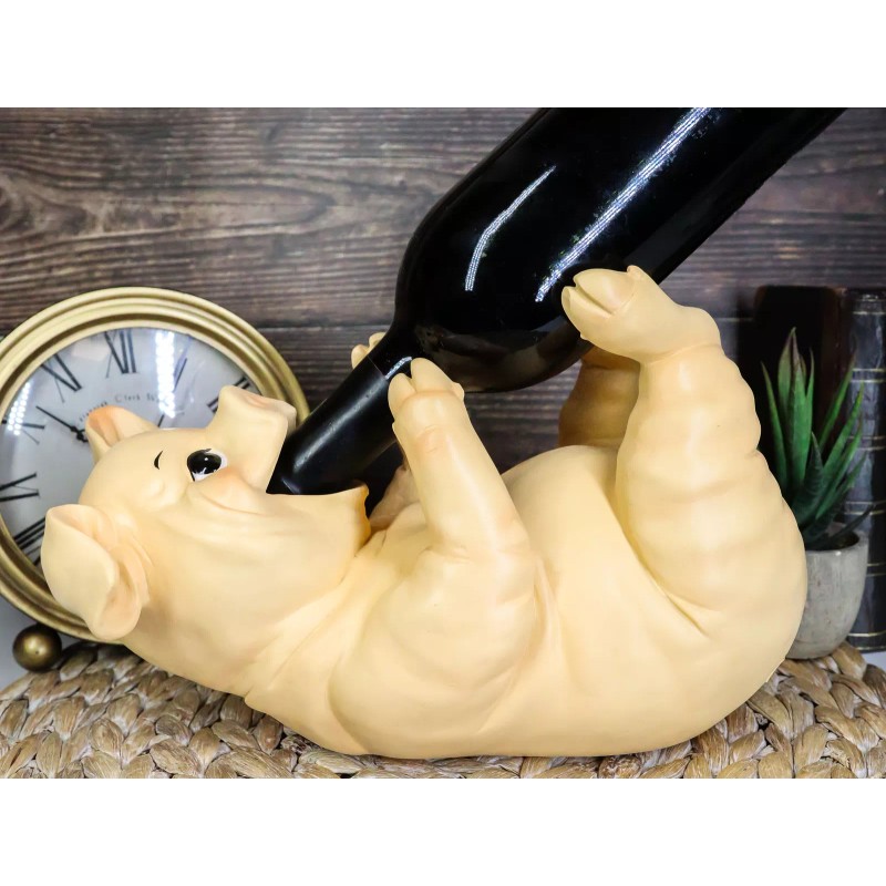 Ebros Pork Chops Pig Wine Holder Figurine Sculpture Kitchen Hosting