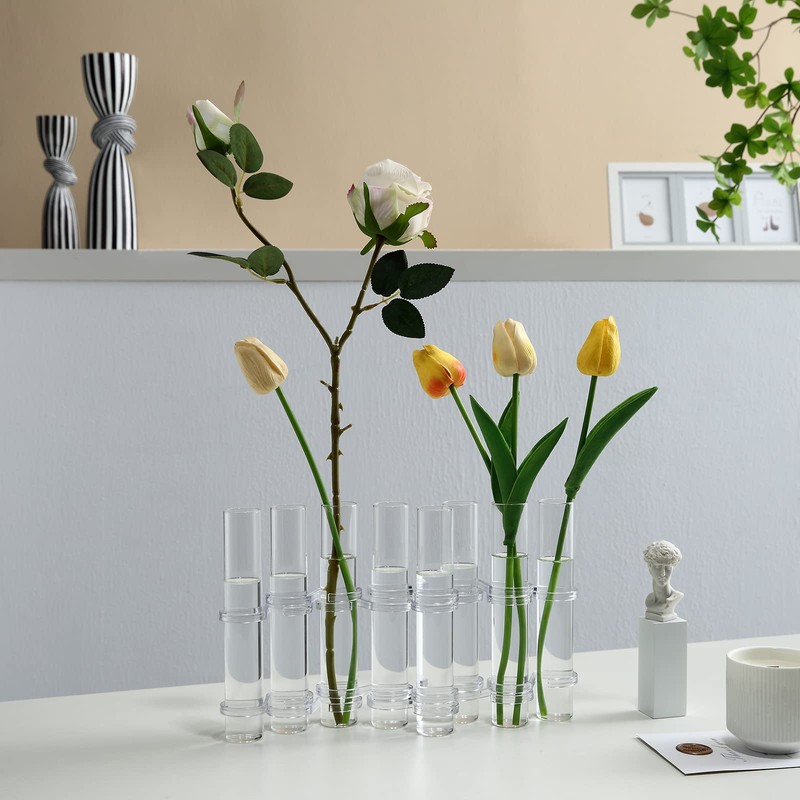 Dinyeo Hinged Flower Vase Small Tiny Glass Foldable Test Tube