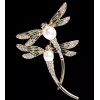 Unbranded Playful DRAGONFLY Friends Rhinestone PEARL Enamel Brooch