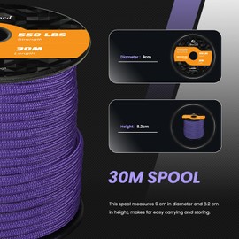 Abma Cord Paracord 550 4mm 30m 100% Nylon Rope Type III 7 Strands Parachute Cord for DIY, Camping, Survival, Outdoor - Max. 250kg - Purple