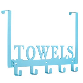 Kuhome Towel Rack Towel Holder for Bathroom Over The Door Hooks Door Mount Towel Hooks for Bathroom, Door Rack Robe Hooks Towel Hanger for Wall Organizer for Pool Beach Towel (Blue)