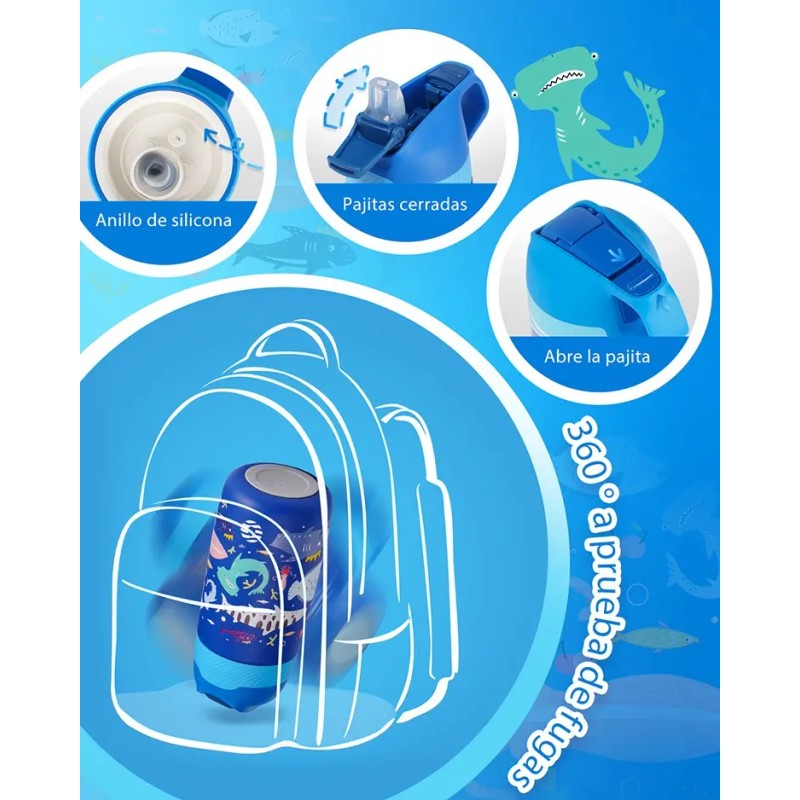 Botella Fjbottle Libre De Bpa Con Popote, 350 Ml