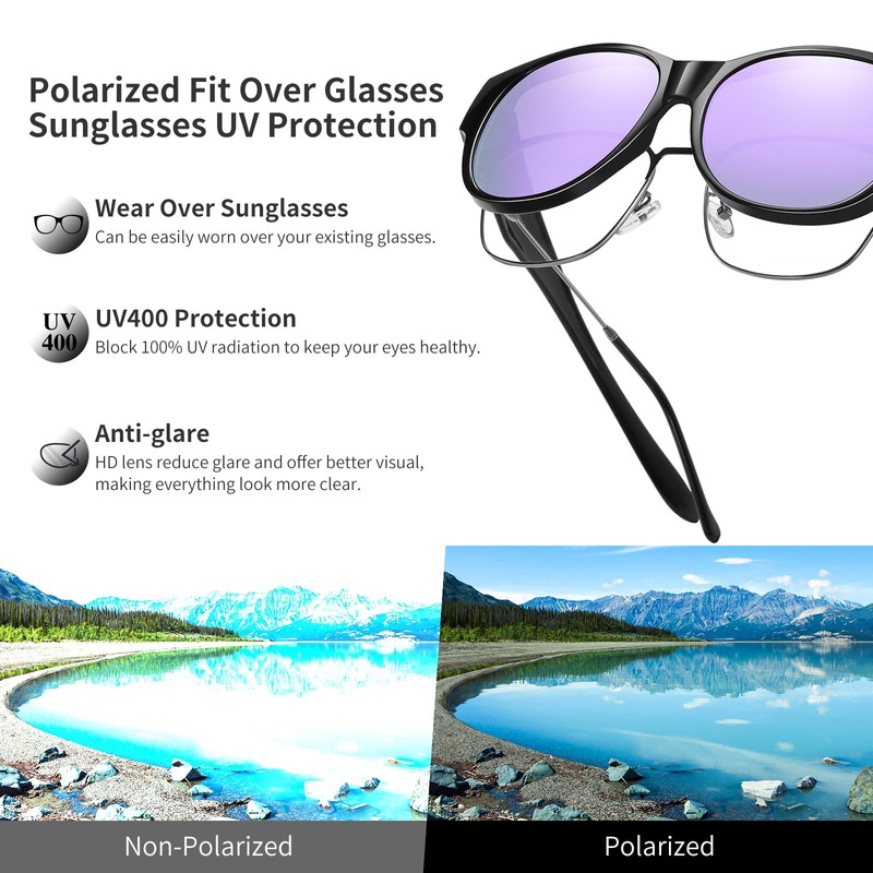 GEGURI Sun Glasses Over Glasses Women's, Fit Over Glasses Polarized
