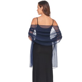 SURVODJA Women Shawls and Wraps for Evening Dress Lightweight Scarf Wedding Guest Shawl Wrap Bridesmaid Scarves(Navy Blue,79''×18'’)