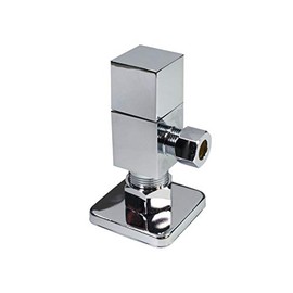 Westbrass D105QS-26 Square Handle 1/4-Turn Angle Stop 1/2" Copper x 3/8" Compression, Polished Chrome