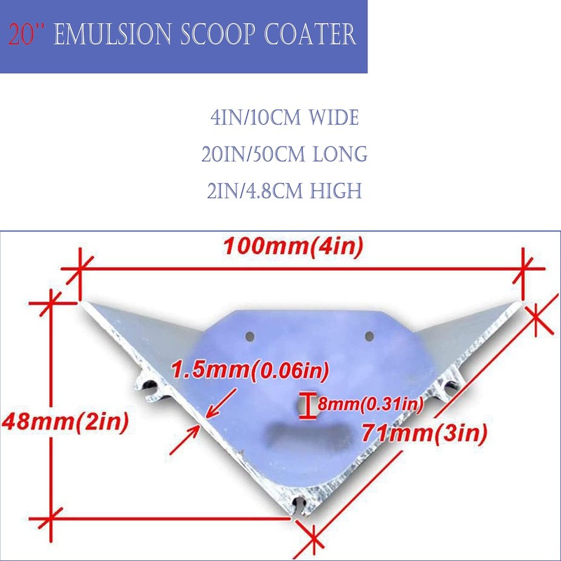 WYDDDARY Emulsion Scoop Coater 20''L x 4''W Screen Printing Scoop