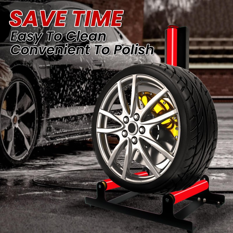 ALL4DETAIL 360° Rolling Wheel Detailing Stand, Heavy Duty Wheel Cleaning