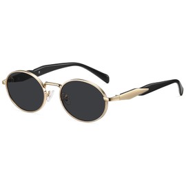 CHAOSELF Retro Oval Sunglasses for Women Men Trendy Shades Classic Vintage Designer Inspired Sunglasses Metal Frame UV400 Protection Lens