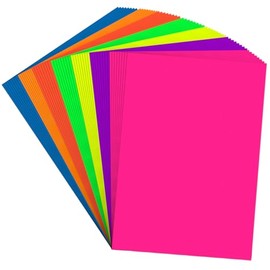Construction Paper 12x18 in,56 Sheets Neon Cardstock 7 Assorted Fluorescent Colors Heavyweight 180GSM/65lb Bright Colored Paper for Kids Arts and Crafts, School Projects,DIY Posters