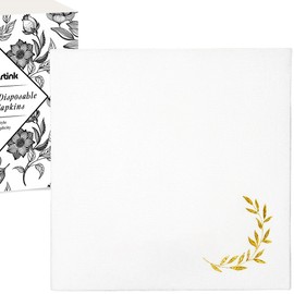 JoyfulArtink Airlaid Cocktail Napkins Linen Look Champagne Gold Pack of 50