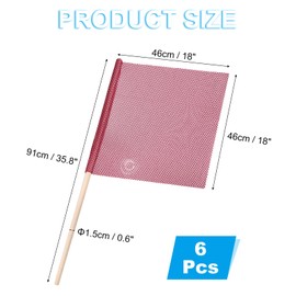 PATIKIL Safety Flags, 6 Pack 18x18 Inch Mesh Oversize Load Flags Wide Load Signs Warning Flags with 35.8" Wooden Dowel for Trucks Trailer Load Road Signs Red