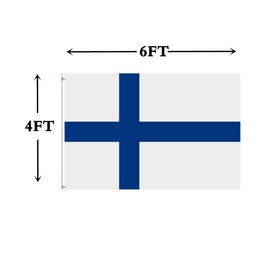 ANCONINE Finland Flag 4x6 FT, Finnish Finn National Flags with 2 Brass Grommets,Sturdy Double Stitched and Premium Polyester. (4x6)