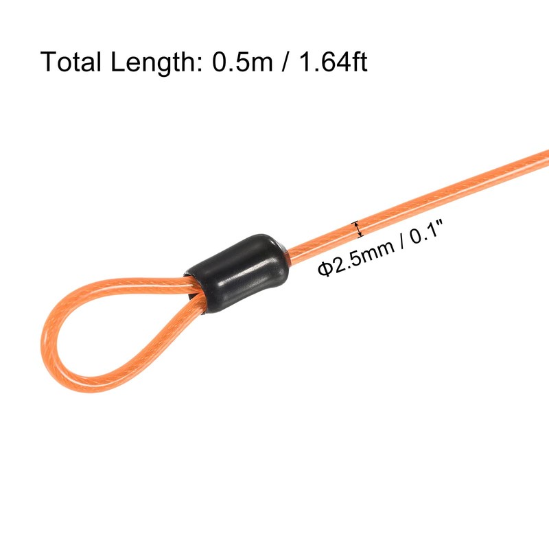 PATIKIL Security Steel Cable 2.5mm x 0.5m/1.64ft Coated Luggage Lock