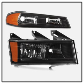 ACANII - For 2004-2012 Chevy Colorado GMC Canyon Black Headlights Headlamps w/Corner Lights Bumper Parking Lamps [4PC]