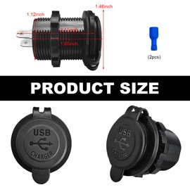 SHMZK 4.2A Dual USB Charger Socket, Waterproof Power Outlet 12V/24V 2.1A & 2.1A Quick Charge Socket, USB Charger Socket with Cap for Car Golf Cart Mobile RV ATV Truck Marine Boat (Red)