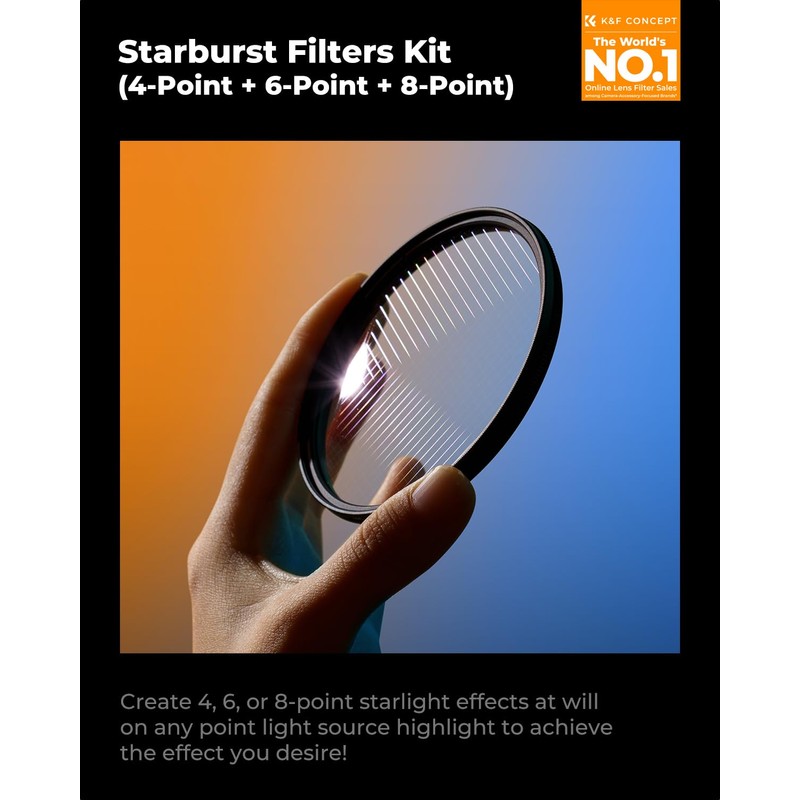 K&F CONCEPT 82mm Star Filter Kit, 4 Points 6 Points