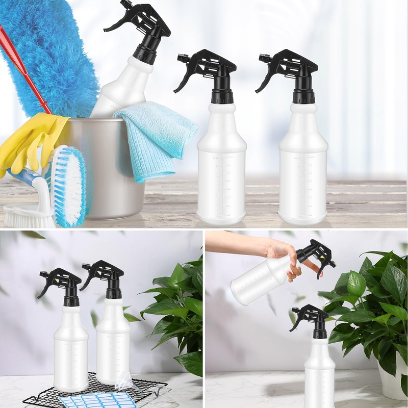 Zubebe 24 Pack 32 oz Plastic Spray Bottle Bulk Empty