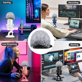 Blue Yeti Pop Filter for Blue Yeti Microphone,Mic Furry Windscreen Muff Windshield, Microphone Foam Cover (Fuzzy-BlackWhite)