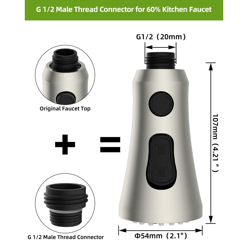 Hygie Rinse Universal Kitchen Faucet Head Replacement - 2.5GPM with