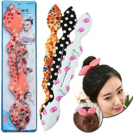 Ruihfas 6Pcs Magic Rabbit Ear Sponge Foam Donut Holder Twist Hair Styling Curl Bun Maker Hairstyle Must-haves Tool