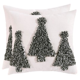 Tosleo Christmas Pillow Covers Three Green Christmas Trees Set of 2 Throw Pillow Cover Cotton 18 x 18 Inch Christmas Party Decorations Winter Holiday Soft Cushion Case for Sofa Couch Bed Living Room