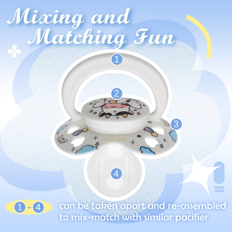 Cute Adult-Size Pacifier for Anxiety: Silicone Binky Stress Relief White