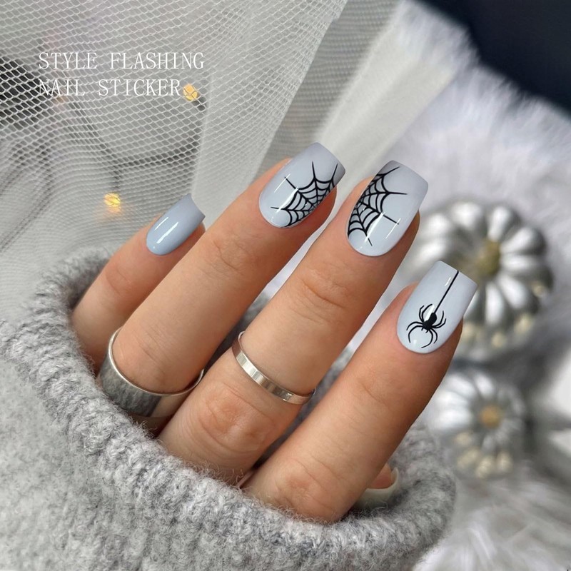 Gel Nail Stickers Halloween Semi Cured Gel Nail Strips Wraps