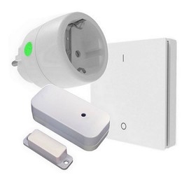 DIW-Funk Exhaust Control PA-512 Economy Set Window Contact Switch DFM-2000 + Power Plug DSR-2300 + Wall Transmitter DWS-11 Wireless for Cooker Hood Fireplace Oven