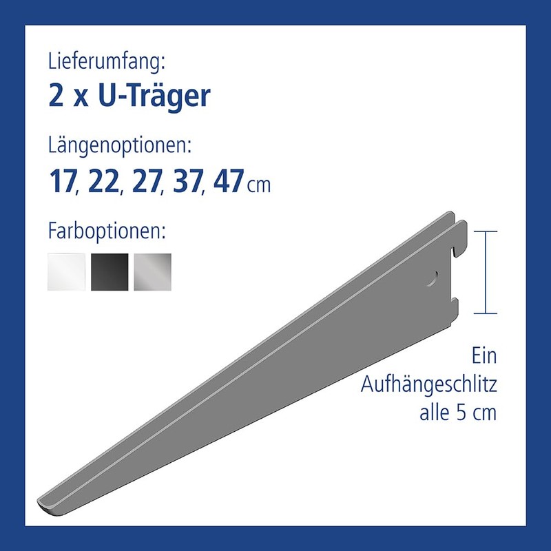 Element System Shelf Brackets, 2-row U Profile, Set of 2,