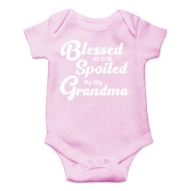 CBTwear Bless by God Spoiled by My Grandma - Baby Clothes - Funny Newborn Bodysuit Outfits for Boys and Girls (Newborn, Pink)