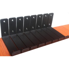 12 Pack - 5.5"L x 4"H x 1.5"W J Lip Shelf Brackets Rustic Farmhouse Iron Wall Floating Shelf Bracket Metal Shelf Bracket Industrial Shelf Supports with Screws Black