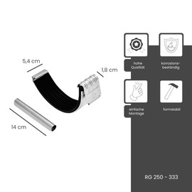 ZAMBELLI Gutter Connector Galvanised with Bead Connector RG 333 Silver Gutter Connector for Gutter Semicircular Mounting without Soldering