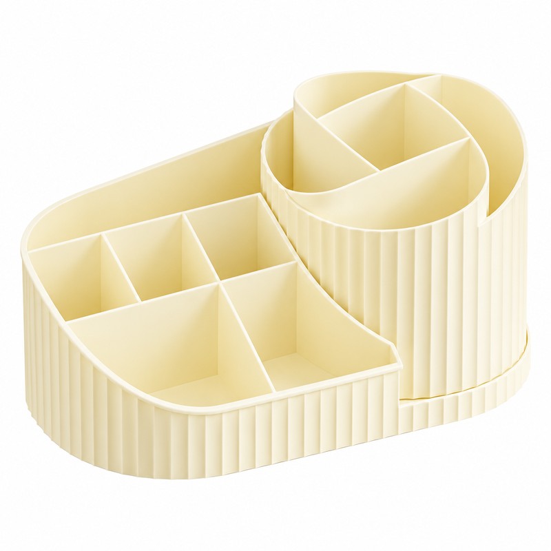 360° Rotating Makeup Organizer for Vanity – Multi-Compartment Cosmetic Storage