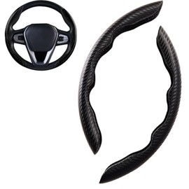 KIMISS Funda para Volante de Color de Fibra de Carbono de 2 Piezas - Antideslizante, Resistente Al Desgaste, Elegante Agarre para Volante - Compatible con:,