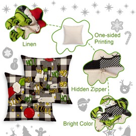 Happynow 4PCS Christmas Pillow Covers 18X18 Decorations: Decorative Throw Pillowcase for Xmas Home Indoor Decor