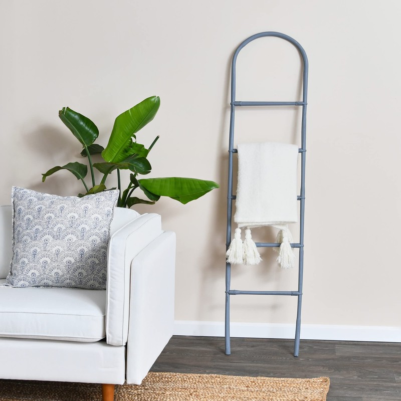 Creative Co-Op Decorative Bamboo Modern Towel Storage, Matte Grey Finish