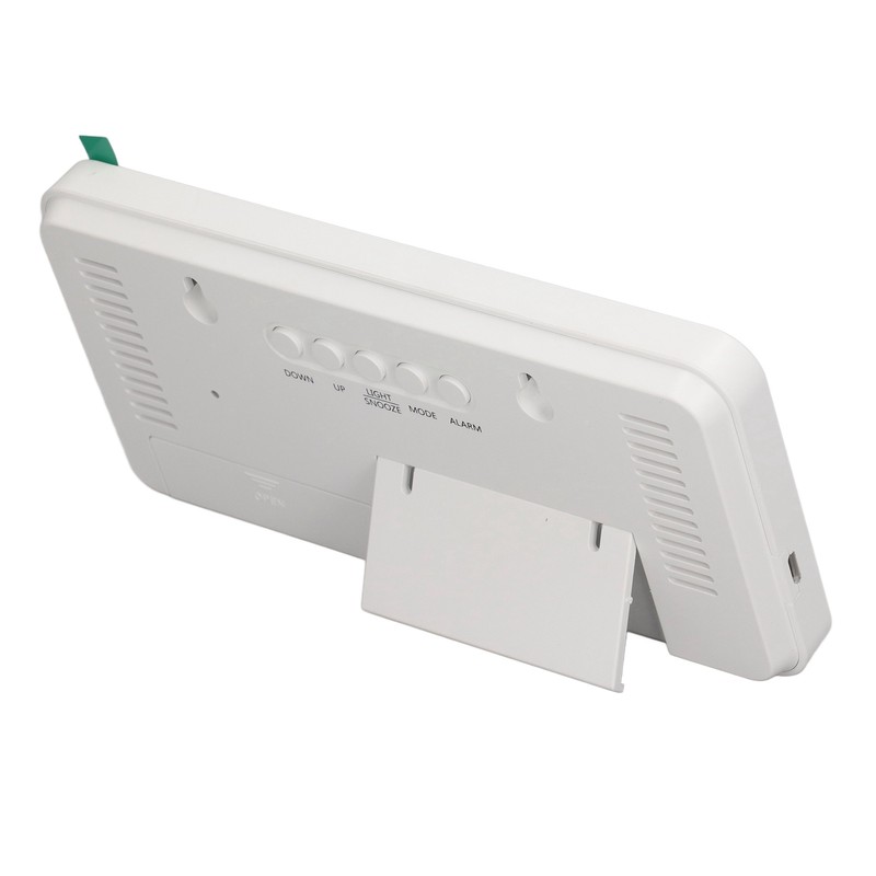 White Digital Alarm Clock with LED Mirror Screen Fashion Electronic