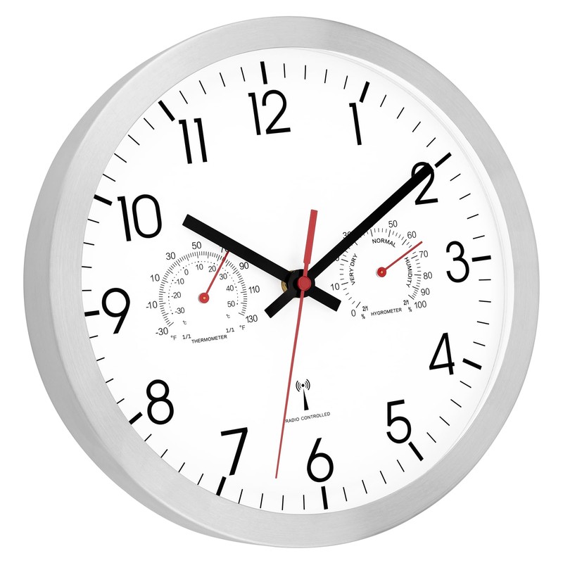 Foxtop Radio Wall Clock, Quartz Wall Clock with Temperature and