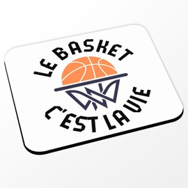 Fabulous Mauspad – Le Basket C'est la Vie Sport Basketball – (Maße 24 x 20 cm), Weiß