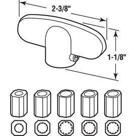 Prime-Line H 3896 Universal, Champagne Tee-Crank Casement Window Handle (2 Pack)