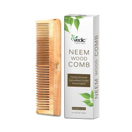 Vedic Naturals Vedic Naturals 100% Pure & Natural Neem Wood Comb | Promotes Hair Growth, Reduces Hair Fall & Control Dandruff | Wide & Thin Teeth