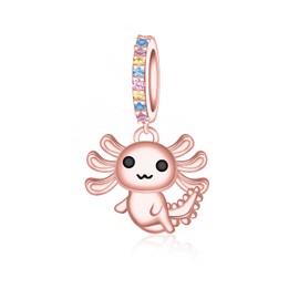 Tufeney Axolotl Bead Charm for Jewelry Making - 925 Sterling Silver CZ Mexican Axolotl Dangle Charms Animal Gifts for Women Necklace & Bracelet