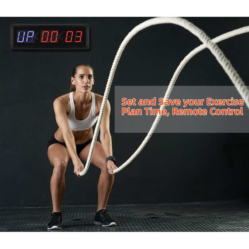 PELLOR Gym Timer, Gym Clock, LED Countdown Countdown Digital Wall