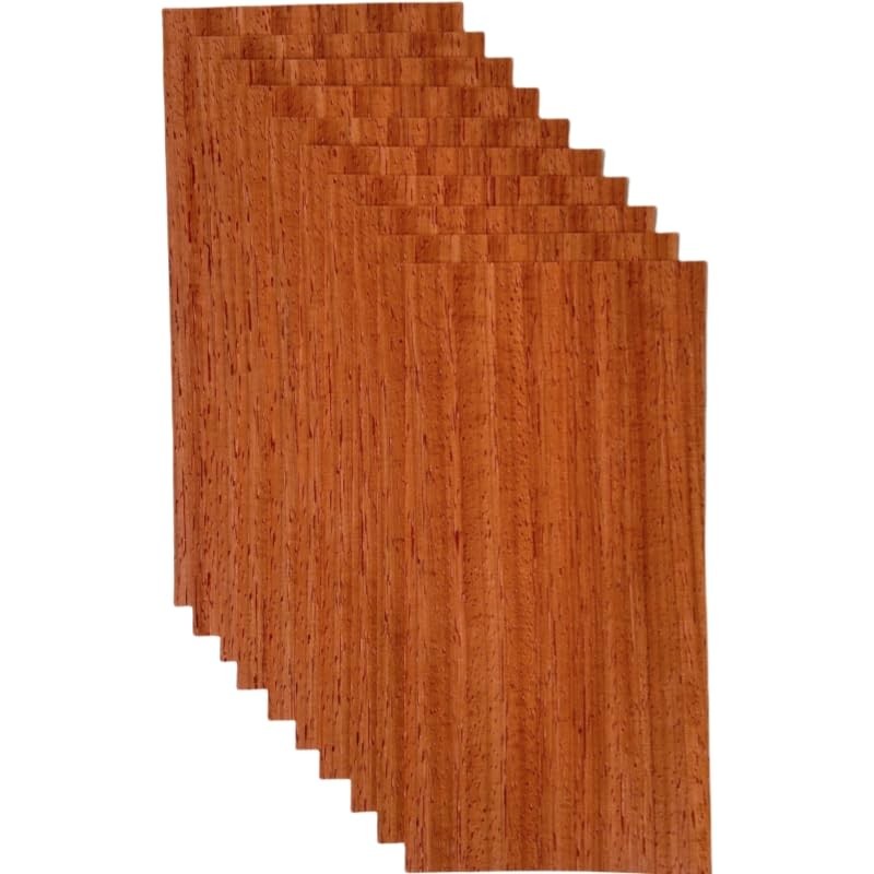 0.4mm Thick Unfinished Padauk Veneer Pack 10cmx20cm (10PCS) for Marquetry,