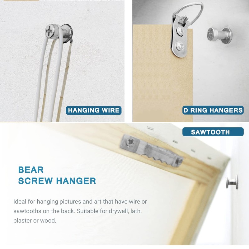 Bear Claw Hanger Screws Hanger Sliver- 30lb&75lb Picture Hooks -