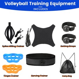 Volleyball Training Equipment Aid,Premium Volleyball Rebounder Trainer Kit,Solo Trainer for Serving Setting Spiking and Arm Swing,Adjustable Volleyball Practice Equipment for Beginners Experts