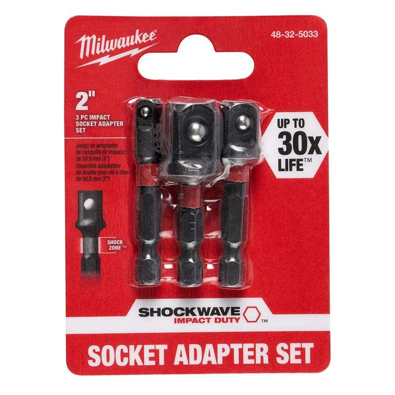 Milwaukee 48-32-5033 Power Drill Bit Extensions Shockwave Socket Adapter Set,