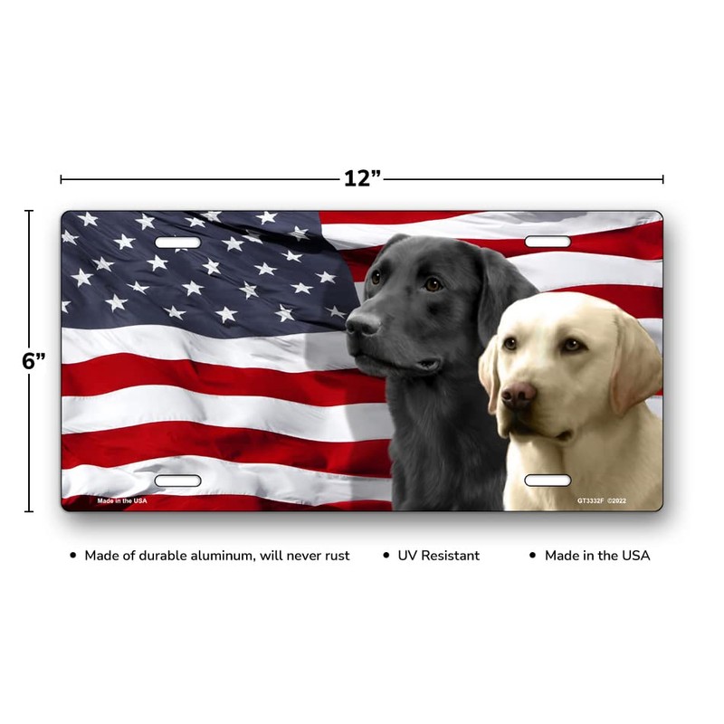 Labradors on American Flag License Plate